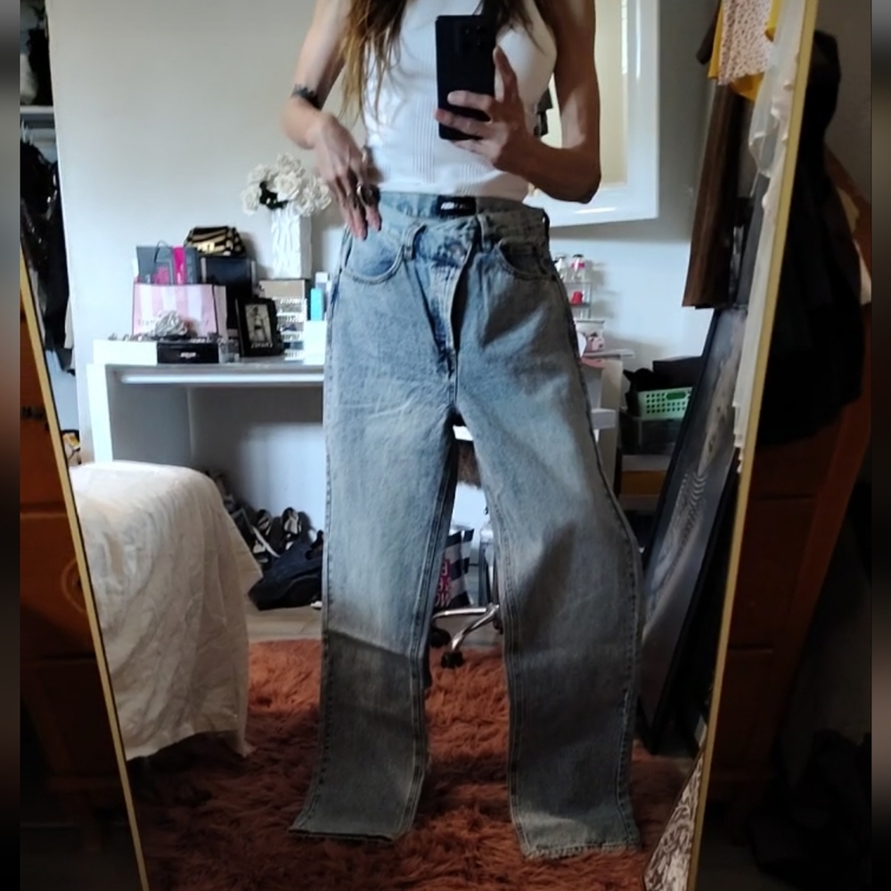 Fashion Nova Tall Crossover Straight Leg Jeans size 9  /  30x35 - Picture 2 of 16